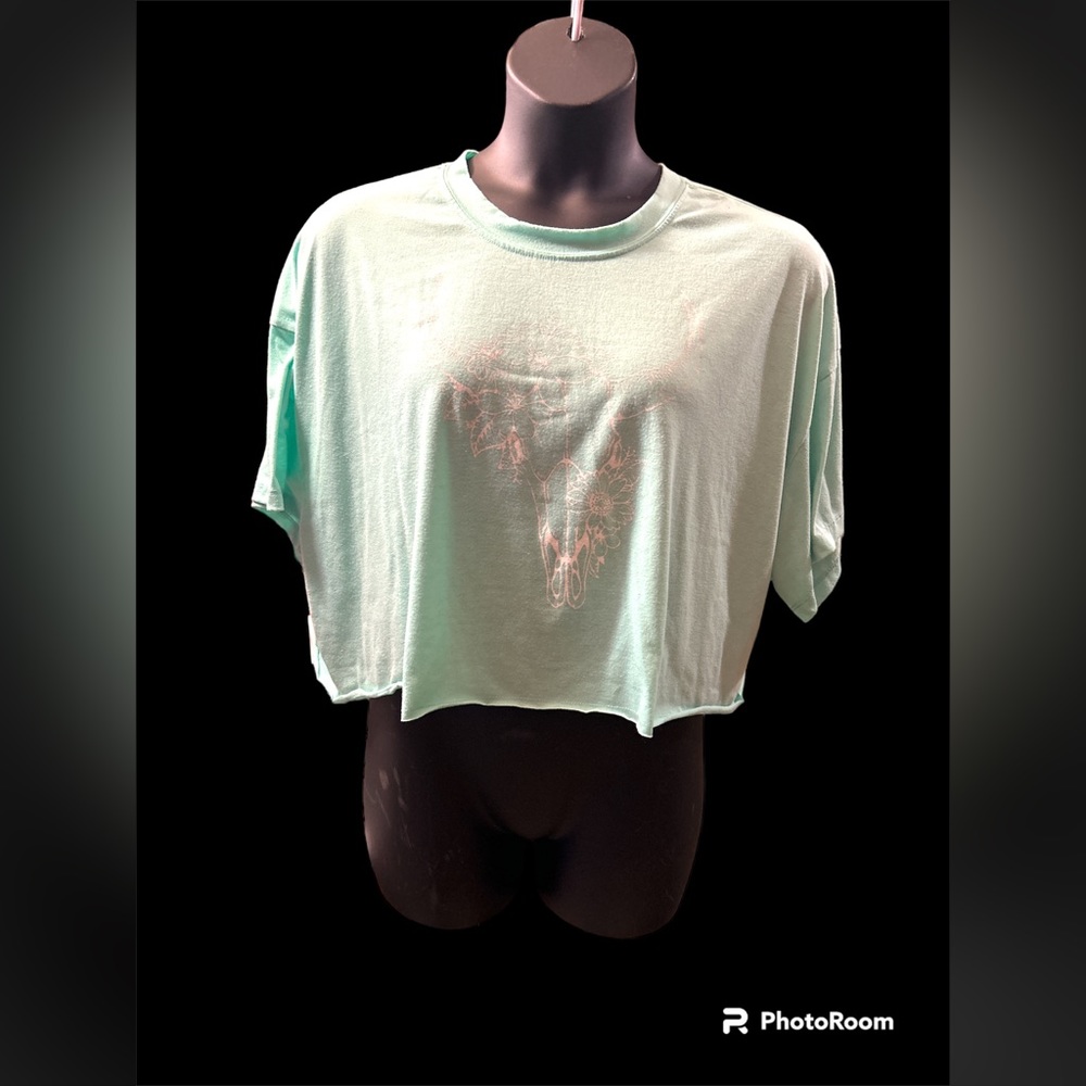 WST CST MINT SHORT SLEEVE CROP TOP T-SHIRT SIZE L